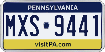 PA license plate MXS9441