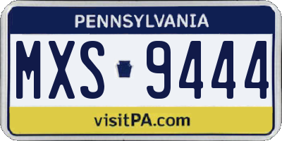 PA license plate MXS9444
