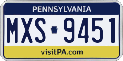 PA license plate MXS9451