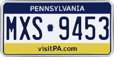 PA license plate MXS9453
