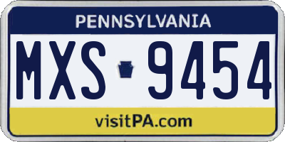 PA license plate MXS9454