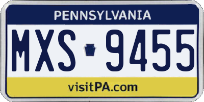 PA license plate MXS9455