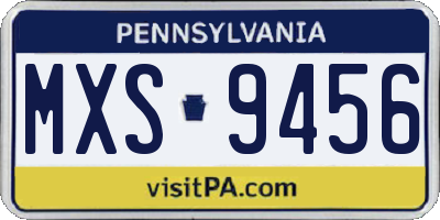 PA license plate MXS9456