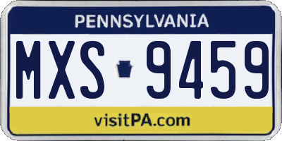 PA license plate MXS9459