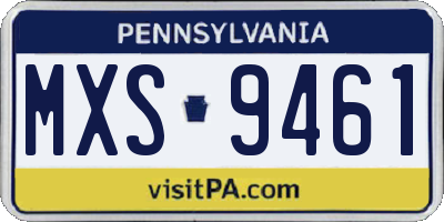 PA license plate MXS9461
