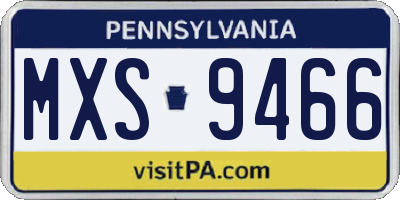 PA license plate MXS9466