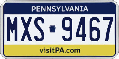PA license plate MXS9467