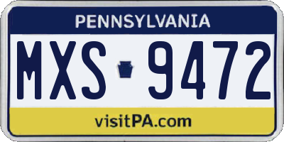 PA license plate MXS9472
