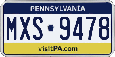 PA license plate MXS9478