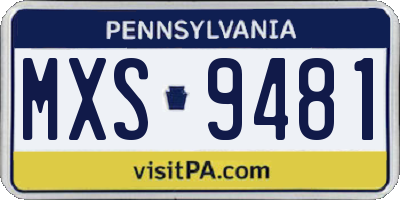 PA license plate MXS9481