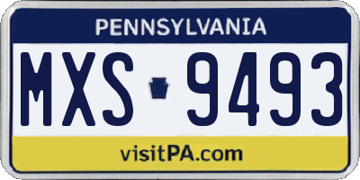 PA license plate MXS9493