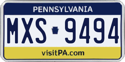 PA license plate MXS9494