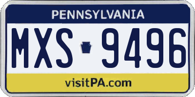 PA license plate MXS9496