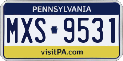 PA license plate MXS9531