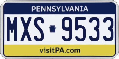 PA license plate MXS9533
