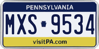 PA license plate MXS9534