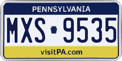 PA license plate MXS9535