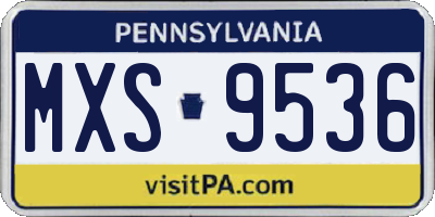 PA license plate MXS9536