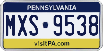 PA license plate MXS9538