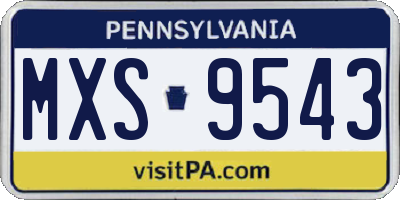 PA license plate MXS9543