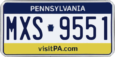 PA license plate MXS9551