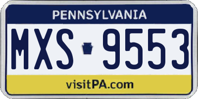 PA license plate MXS9553