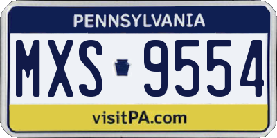 PA license plate MXS9554