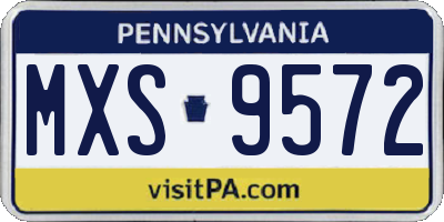 PA license plate MXS9572