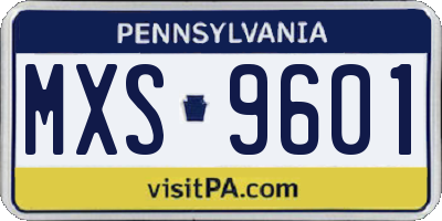 PA license plate MXS9601