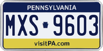 PA license plate MXS9603