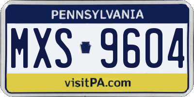 PA license plate MXS9604
