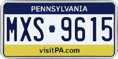 PA license plate MXS9615
