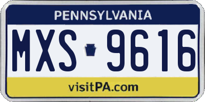 PA license plate MXS9616