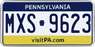 PA license plate MXS9623