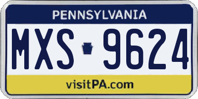 PA license plate MXS9624