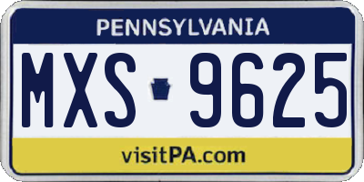 PA license plate MXS9625