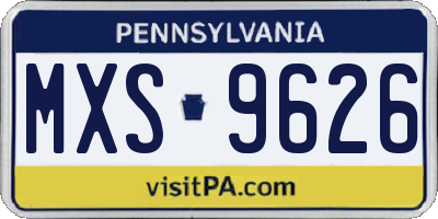PA license plate MXS9626