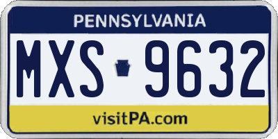 PA license plate MXS9632