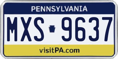 PA license plate MXS9637