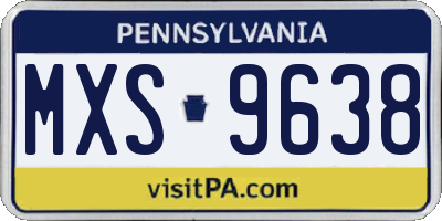 PA license plate MXS9638