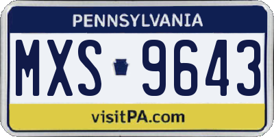 PA license plate MXS9643