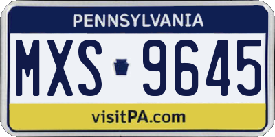 PA license plate MXS9645
