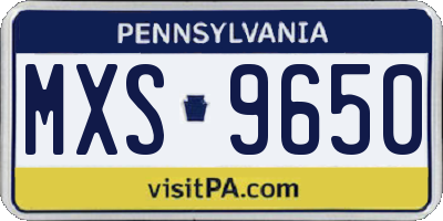 PA license plate MXS9650