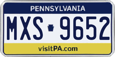 PA license plate MXS9652