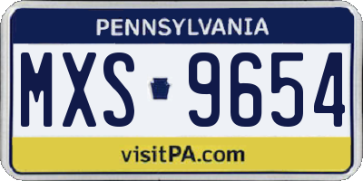 PA license plate MXS9654
