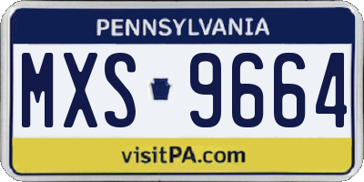PA license plate MXS9664