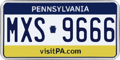 PA license plate MXS9666