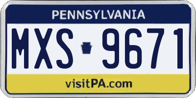 PA license plate MXS9671