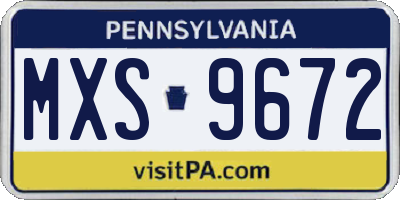 PA license plate MXS9672