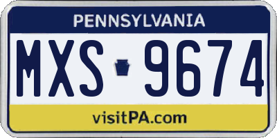 PA license plate MXS9674